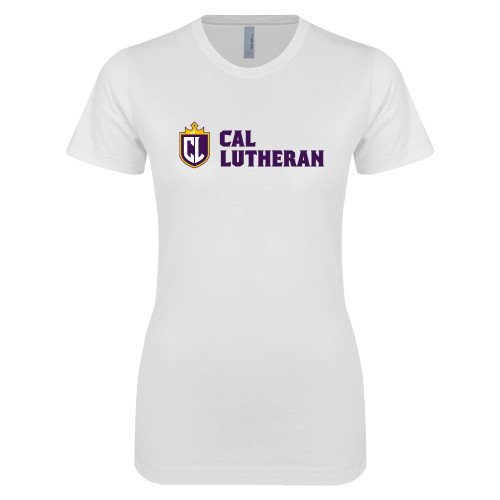  Next Level Womens White Boyfriend Tee - Shield and Crown Cal Lutheran