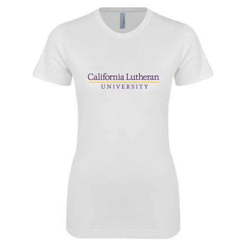  Next Level Womens White Boyfriend Tee - Cal Lutheran Institutional