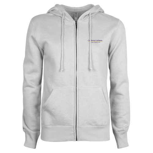  ENZA Womens White Fleece Full Zip Hoodie - Cal Lutheran Institutional