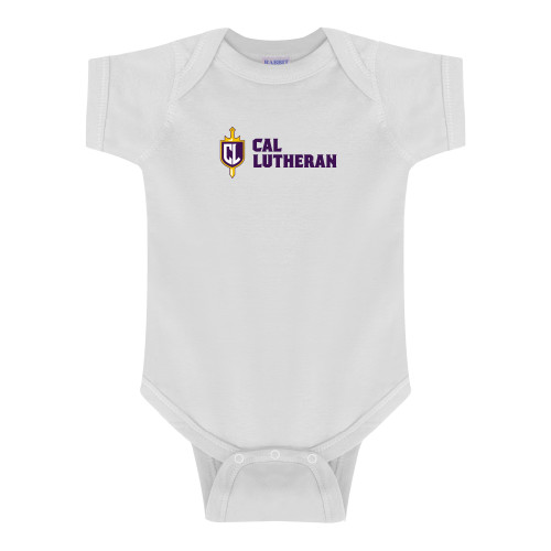  White Infant Onesie - Sword and Shield Cal Lutheran
