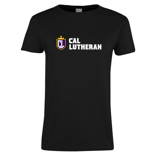  Womens Black Short Sleeve Tee - Shield and Crown Cal Lutheran