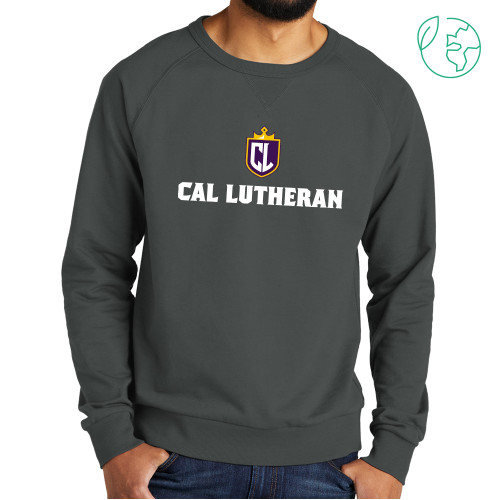  Allmade Dark Grey Organic French Terry Crewneck Sweatshirt - Shield and Crown Cal Lutheran Stacked