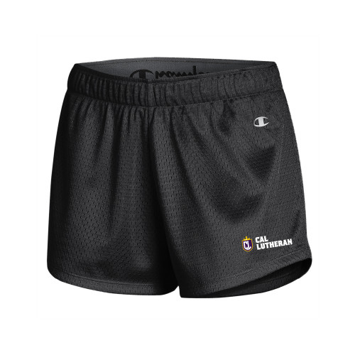  Champion Womens Black Mesh Short - Cal Lutheran Shield