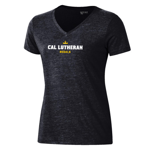  Gear Womens Black Triblend VNeck Tee - Cal Lutheran Regals