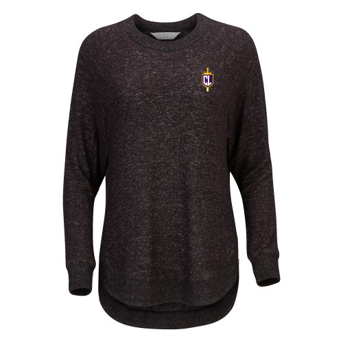  Boxercraft Womens Black Heather Cuddle Oversized Crew - Sword and Shield CL