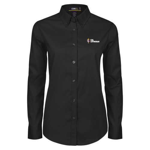  Womens Black Twill Button Down Long Sleeve  - Sword and Shield Cal Lutheran