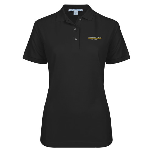  Womens Silk Touch Black Pique Polo - Cal Lutheran Institutional