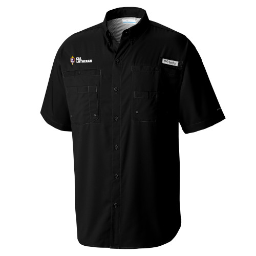 Columbia Black Tamiami Performance Short Sleeve Shirt - Sword and Shield Cal Lutheran