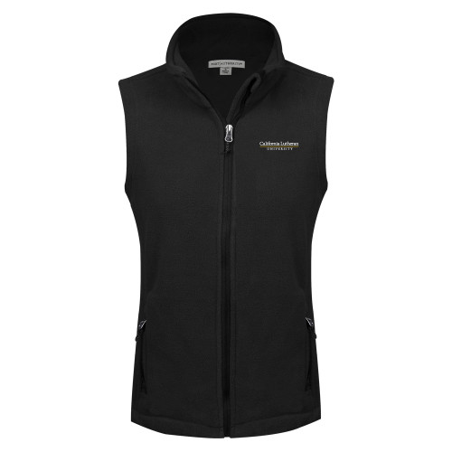  Womens Black Fleece Full Zip Vest - Cal Lutheran Institutional
