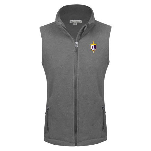  Womens Charcoal Fleece Full Zip Vest - Sword and Shield CL