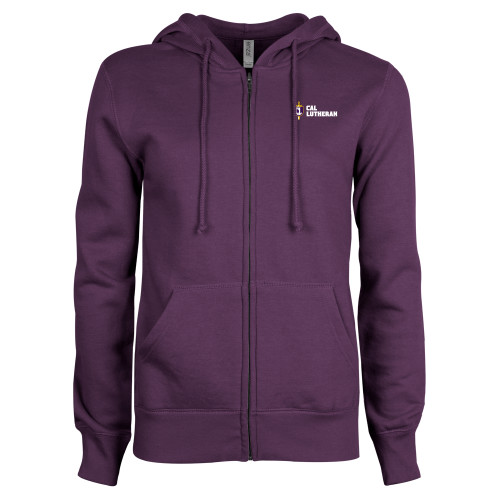  ENZA Womens Purple Fleece Full Zip Hoodie - Sword and Shield Cal Lutheran