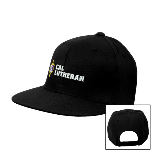  Black Flat Bill Snapback Hat - Sword and Shield Cal Lutheran