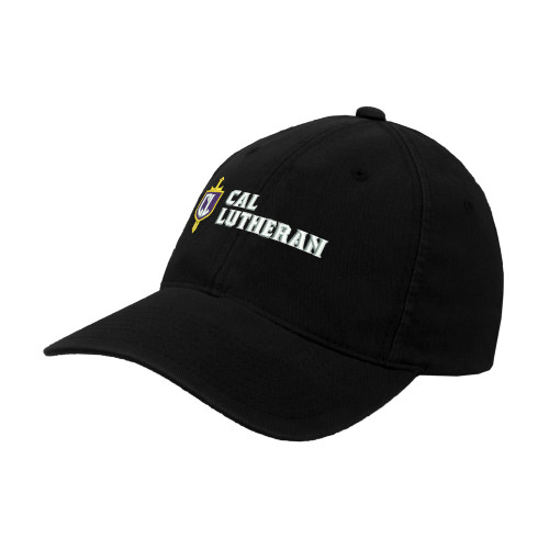  Black Flexfit Structured Low Profile Hat - Sword and Shield Cal Lutheran
