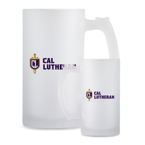  Full Color Decorative Frosted Glass Mug 16oz - Sword and Shield Cal Lutheran