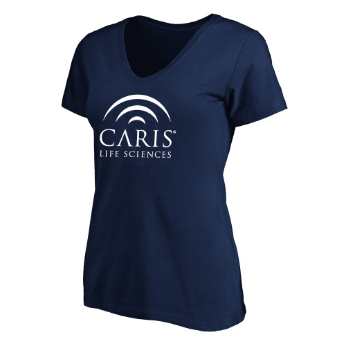 Womens Plus Navy V Neck T Shirt-CARIS - Plus