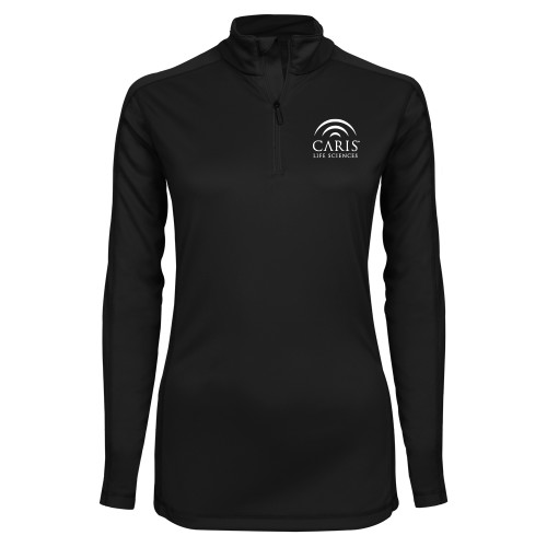Syntrel Womens Black Interlock 1/4 Zip-CARIS
