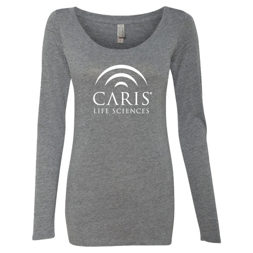Next Level Womens Heather Grey Triblend Long Sleeve Scoop Tee-CARIS