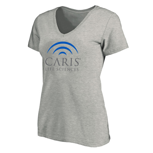 Womens Plus Heather Grey V Neck T Shirt-CARIS - Plus