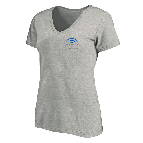 Womens Plus Heather Grey V Neck T Shirt-CARIS - Plus