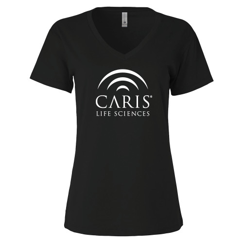 Next Level Womens Black Suede V Neck Tee-CARIS