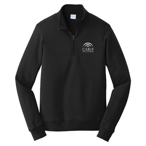Port & Co Black Fan Favorite Fleece 1/4 Zip Pullover-CARIS