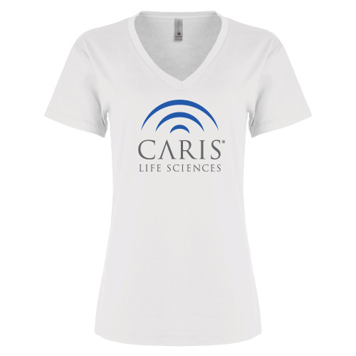 Next Level Womens White Cotton V Neck Tee-CARIS