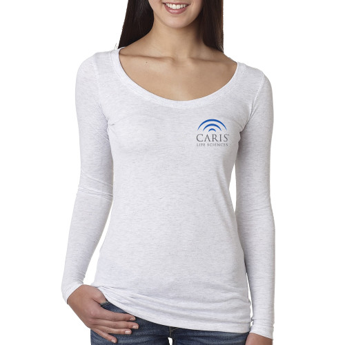 Next Level Womens Heather White Triblend Long Sleeve Scoop Tee-CARIS