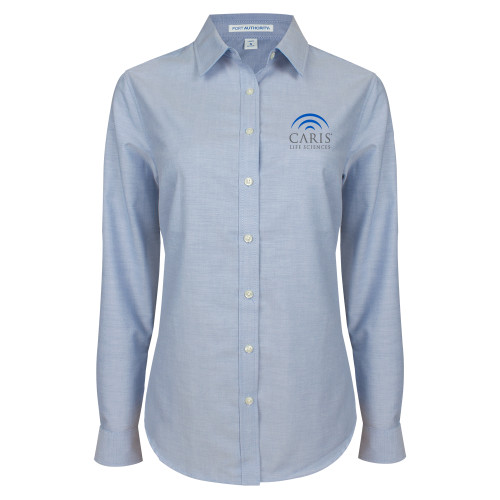 Womens Light Blue Oxford Button Down-CARIS