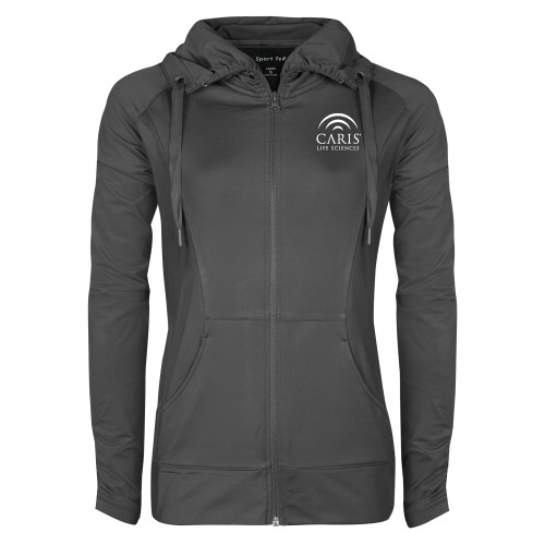 Womens Charcoal Sport Wick Stretch Full Zip Jacket-CARIS