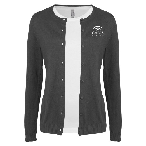 Womens Charcoal Cardigan Sweater-CARIS