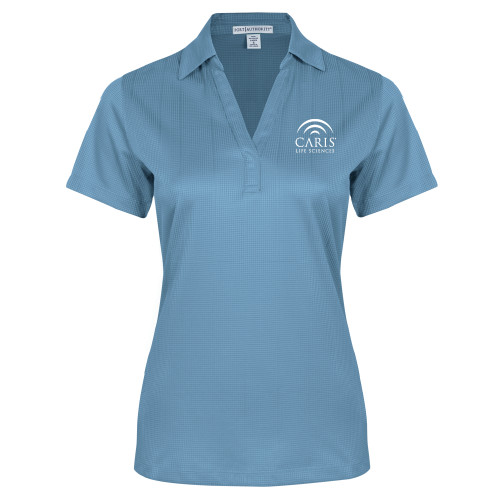 Womens Light Blue Performance Fine Jacquard Polo-CARIS
