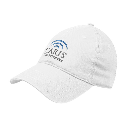 White Unstructured Adjustable Low Profile Hat-CARIS