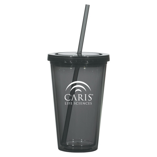 Madison Double Wall Charcoal Tumbler w/Straw 16oz-CARIS