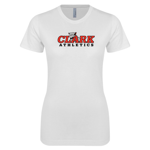  Next Level Womens White Boyfriend Tee - Primary Logo