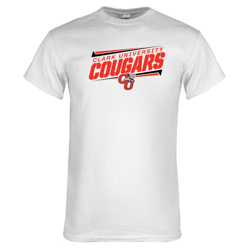  White T Shirt - Slanted Cougars Stencil