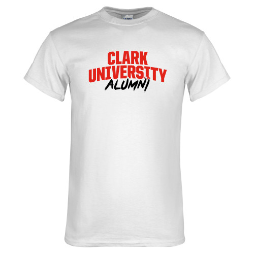  White T Shirt - Clark University Alumni Stacked