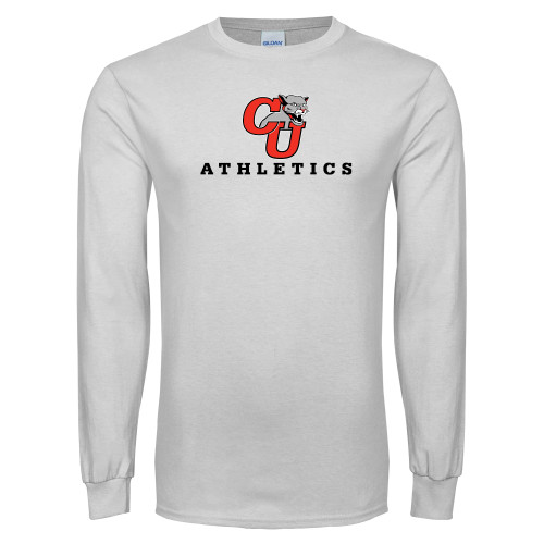  White Long Sleeve T Shirt - CU Athletics Logo