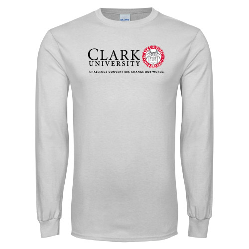  White Long Sleeve T Shirt - Institutional Logo Flat