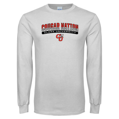  White Long Sleeve T Shirt - Arched Cougar Nation