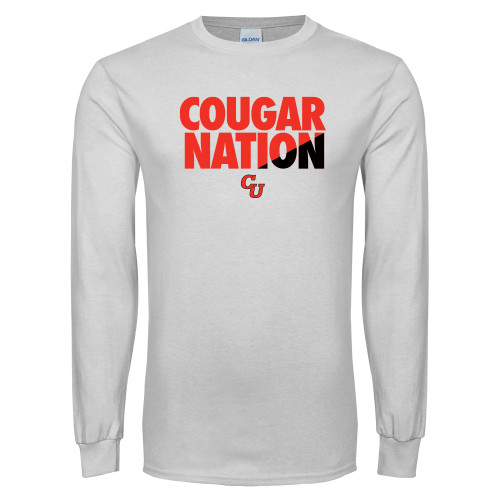  White Long Sleeve T Shirt - Cougar Nation