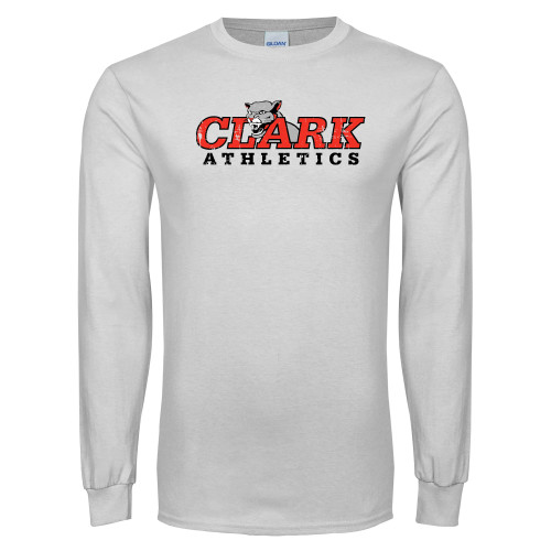  White Long Sleeve T Shirt - Primary Logo Distressed