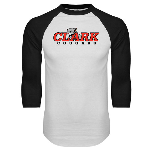  White/Black Raglan Baseball T Shirt - Secondary Logo