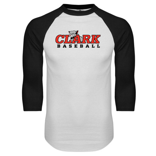 White/Black Raglan Baseball T Shirt - Baseball