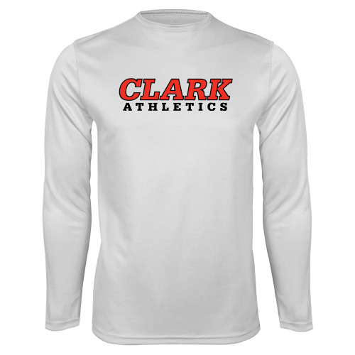  White Performance Long Sleeve Shirt - Clark Athletics