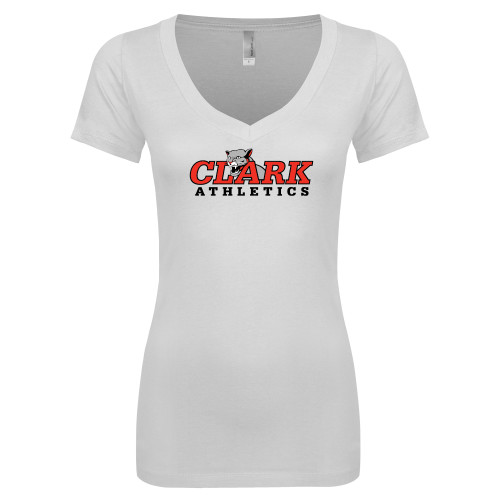  Next Level Womens White Ideal V Tee - Primary Logo
