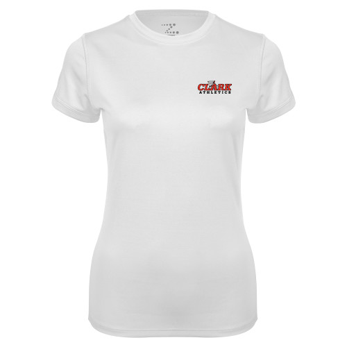  Womens White Performance Tee - Primary Logo