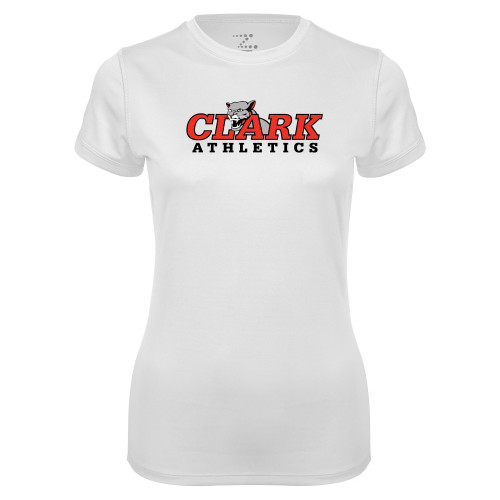  Womens White Performance Tee - Primary Logo