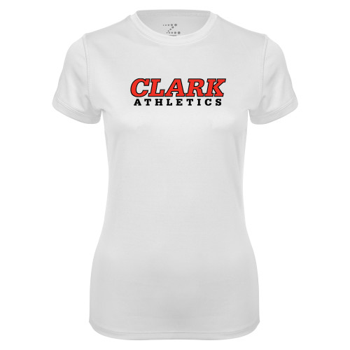  Womens White Performance Tee - Clark Athletics