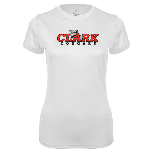  Womens White Performance Tee - Secondary Logo