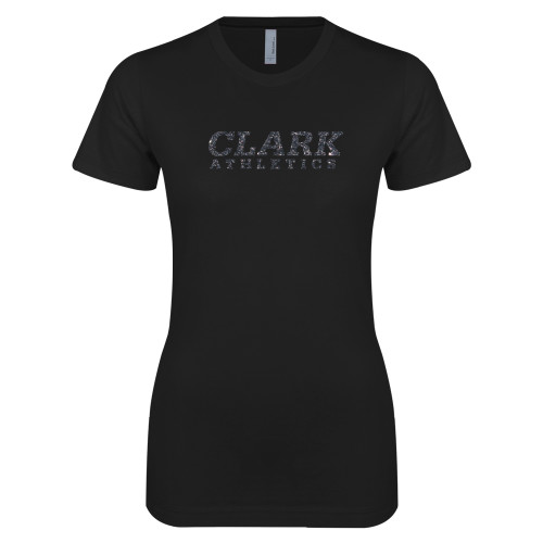  Next Level Womens Black Boyfriend Tee - Clark Athletics Graphite Glitter